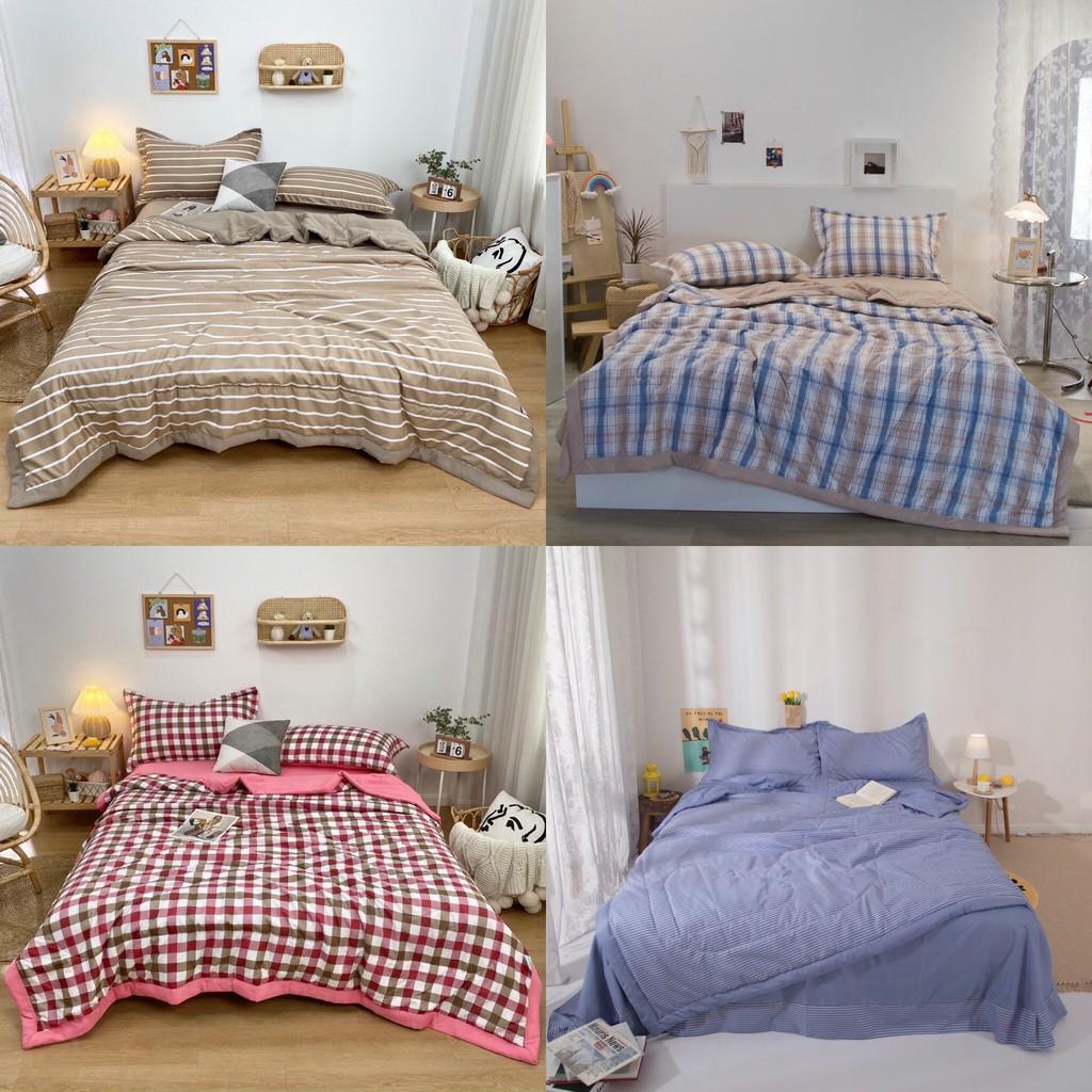 Bộ chăn ga gối Cotton Hàn M2T bedding sét hè chăn chần bông miễn phí bo chun drap ga giường