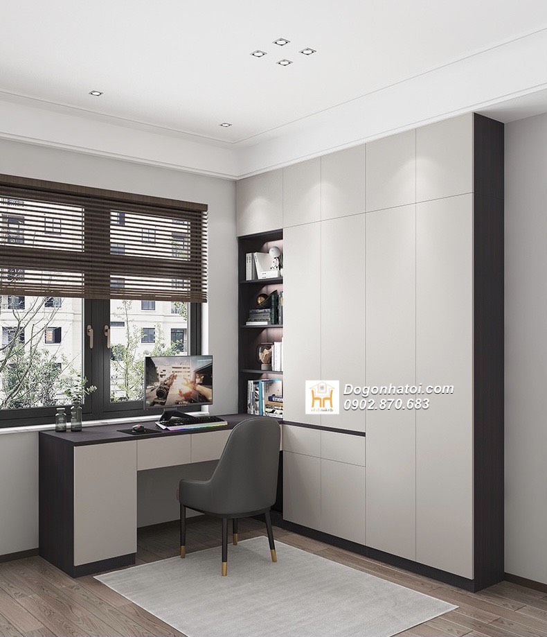 Bàn học kèm tủ quần áo góc chữ L - TA215