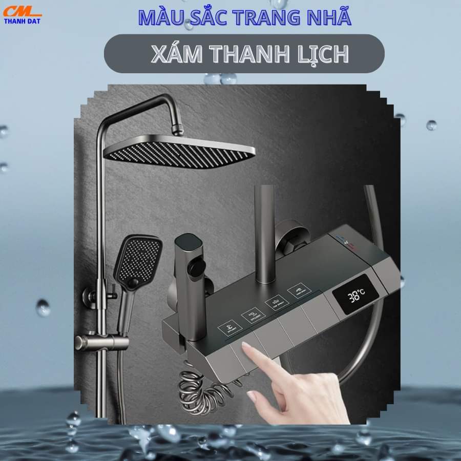 Sen cây 4 phím đàn cao cấp mạ titan tắm đứng , hiển thị nhiệt độ - Sen củ đồng nặng 2kg3 bền đẹp áp lực nước mạnh  - Hàng cao cấp