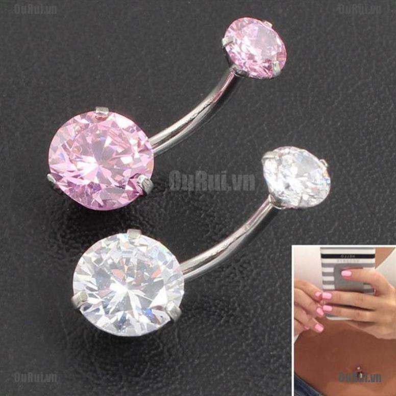 Khuyên rốn viên ngọc đính đá bằng thép y tế