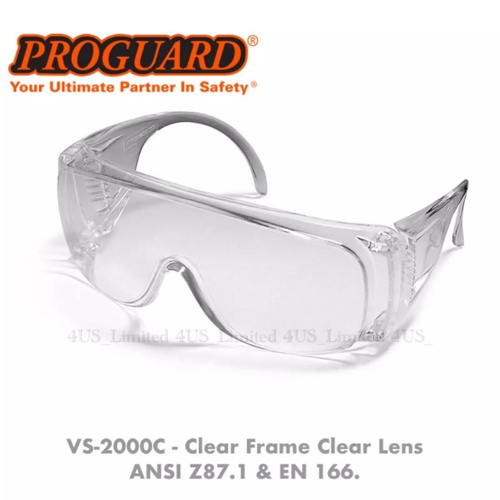 Kính bảo hộ PROGUARD VS-2000C kính trong suốt, phòng dịch, chống bụi, tia UV, chống hóa chất đeo được cùng kính cận