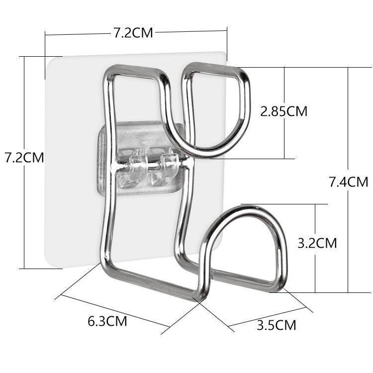 Móc treo thau chậu inox, móc dán tường siêu dính treo đồ đa năng, móc chịu lực treo thau chậu, giá inox treo rổ