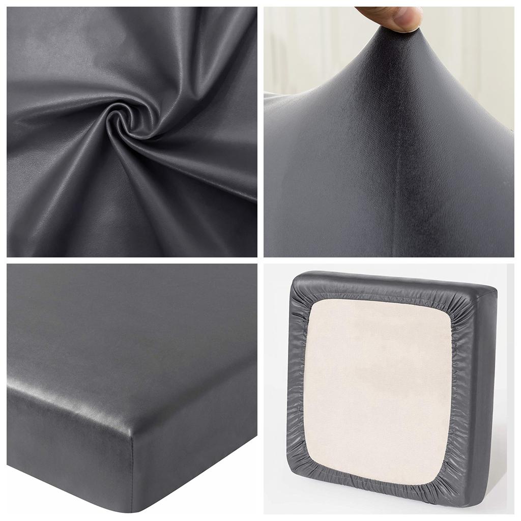 2pcs PU Stretch Sofa Chair Seat Cushion Slipcover Cover Protector S/L Gray