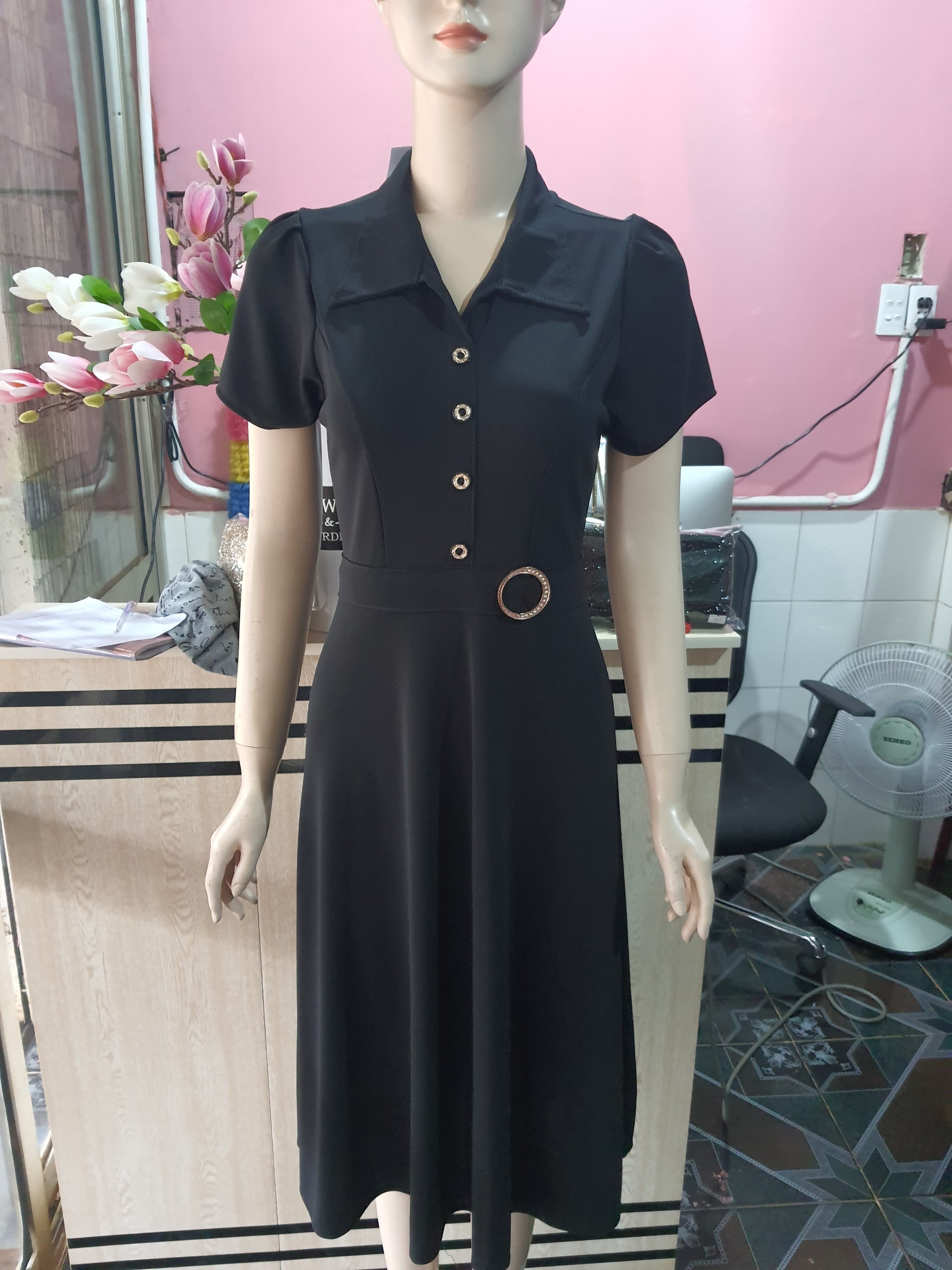 Đầm Xòe Cổ Sơ Mi thanh lịch cho Chị/Em công sở,hoặc đi chơi,đi tiệc