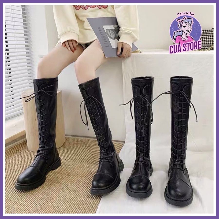 (Sẵn 36 38 39 40)Boots đùi nữ đan dây cao ôm chân sang chảnh - 2 ảnh thật cuối