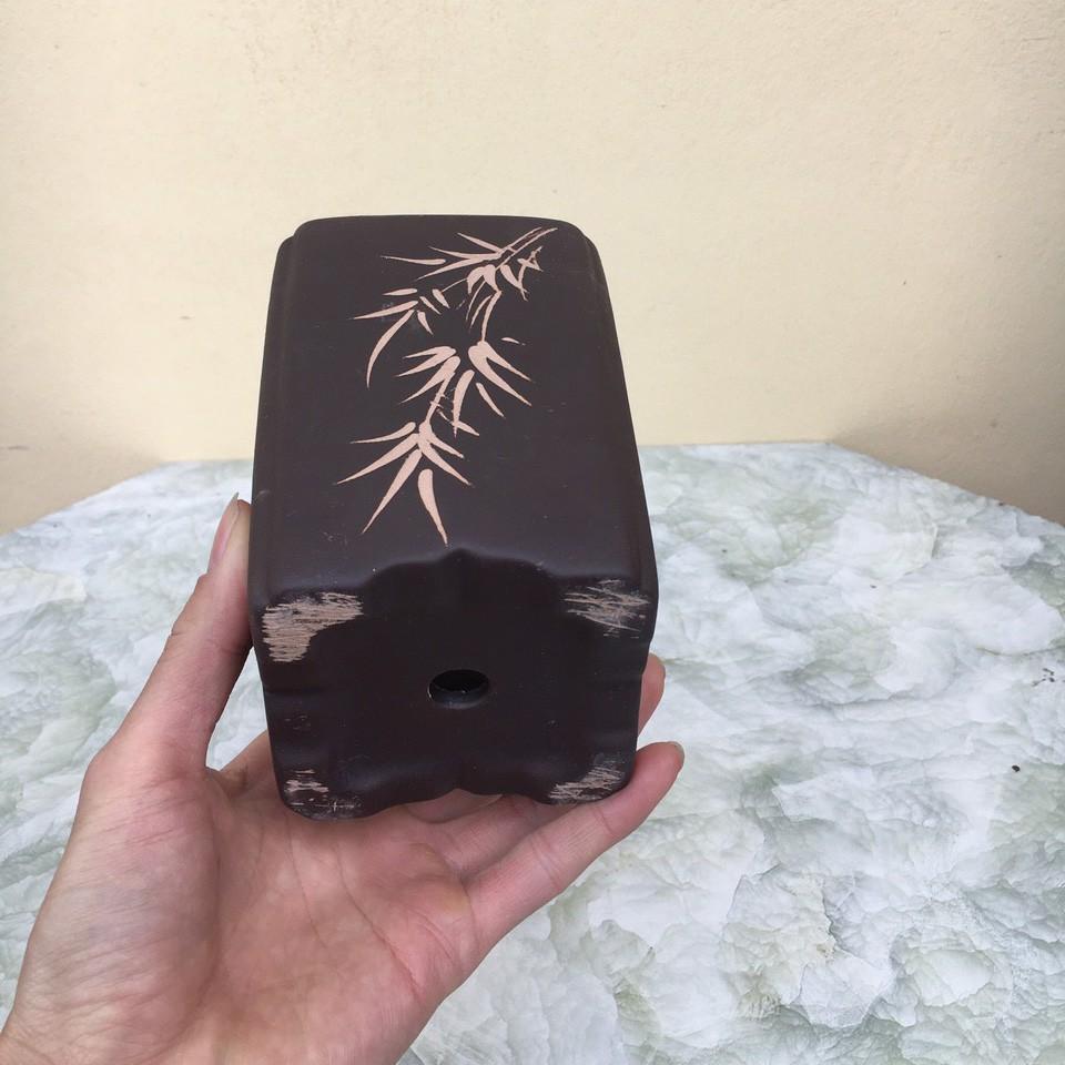 Chậu bonsai Vuông đứng mini đất nung màu đỏ gốm Bát tràng 1 size BM-135