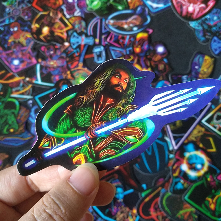 Bộ Sticker dán cao cấp chủ đề AVENGERS PHONG CÁCH ĐÈN NEON - Dùng dán Xe, dán mũ bảo hiểm, dán Laptop