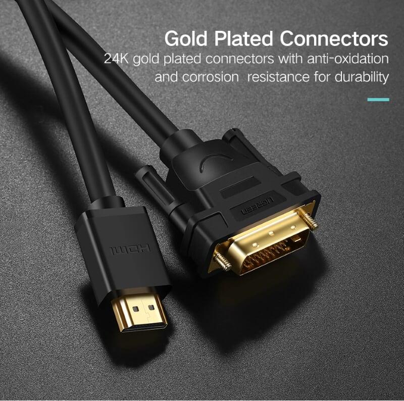 Ugreen UG50348HD133TK 2M màu Đen Cáp chuyển đổi HDMI sang DVI 24 + 1 thuần đồng - HÀNG CHÍNH HÃNG