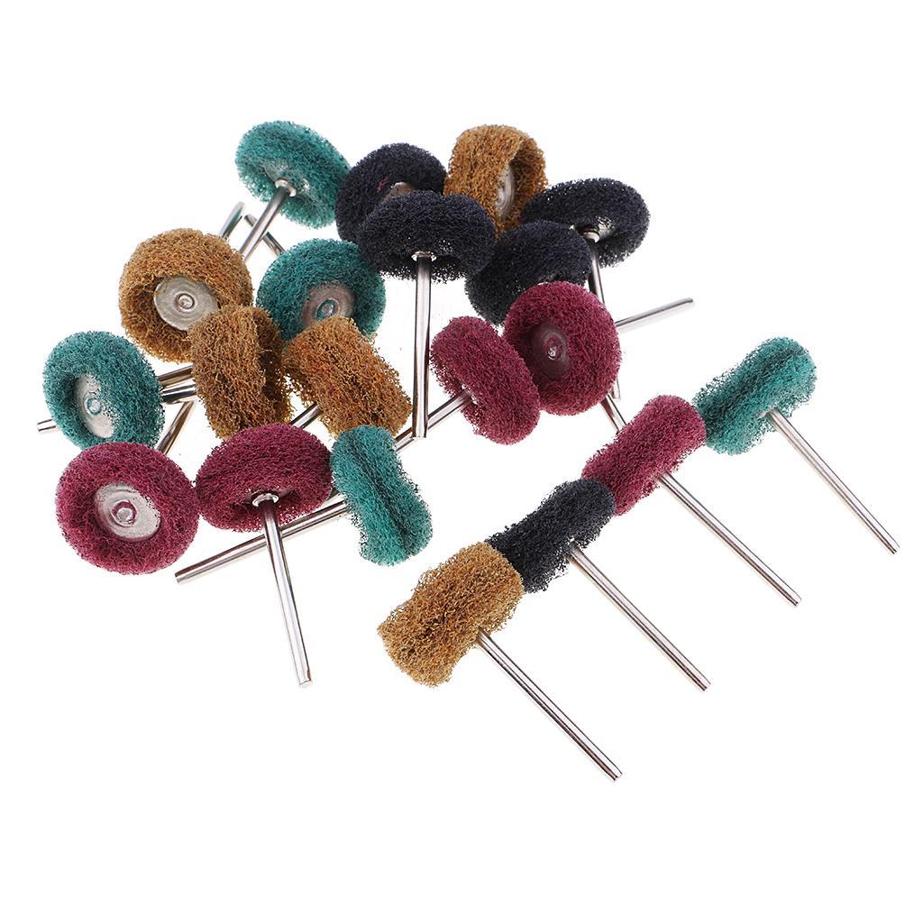 20 Pieces Mini Brush Scouring Pad Abrasive Wheel Nylon Fiber Grinding Sanding Head Buffing Polishing Wheel 1'' 25mm Set For Rotary Tools