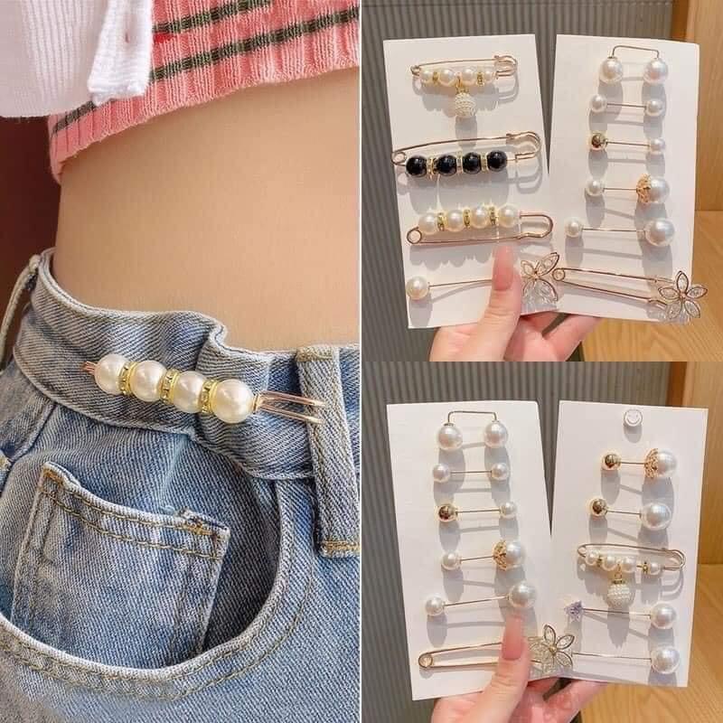 Set 4 Chiếc Ghim Cài Điều Chỉnh Lưng Quần Đa Năng Thời Trang Hàn Quốc