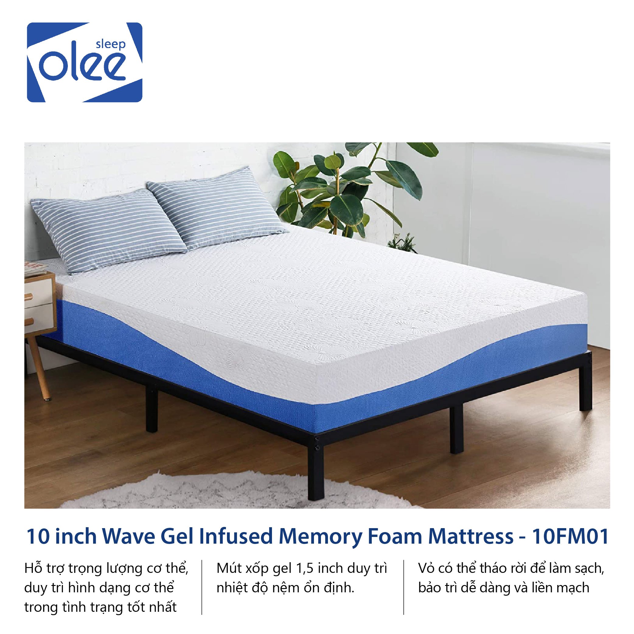 Nệm OleeSleep Memory Foam OleeSleep 10 inch– 10FM01