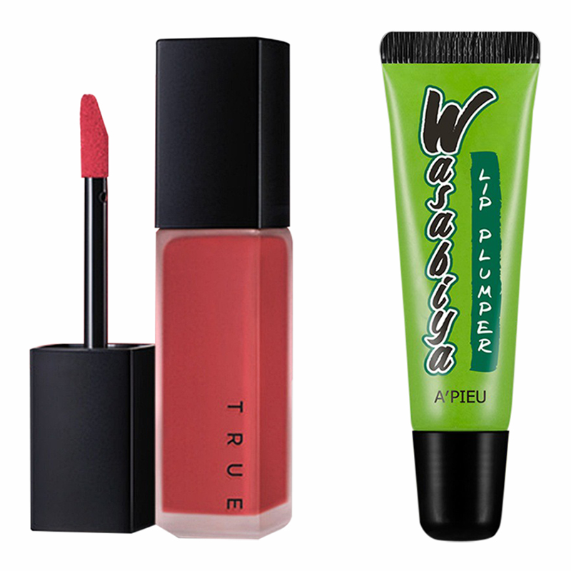 Combo Son Kem A’Pieu True Matt RD02 (5.7g) Và Son Dưỡng A’Pieu Wasabiya Lip Plumper (10g)