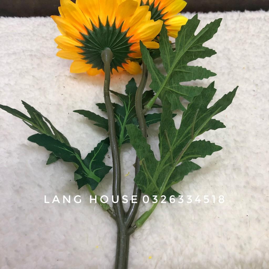 Hoa Lụa Hoa Giả - HOA HƯỚNG DƯƠNG 1 CÀNH 2 BÔNG DÀI 38CM