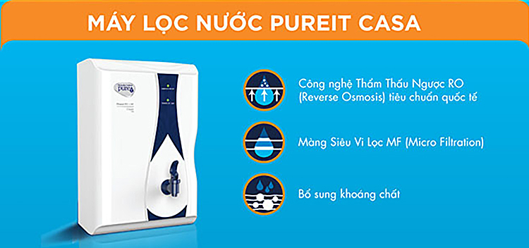 Máy Lọc Nước Unilever Pureit Casa Lọc Nguyên Khối Tích Hợp Công Nghệ RO + MF - Hàng chính hãng