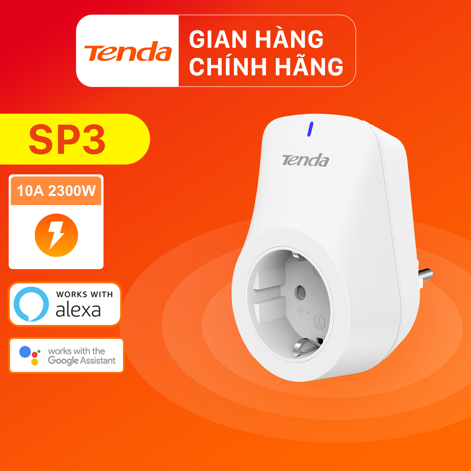 Ổ cắm điện Wi-fi thông minh điều khiển từ xa Tenda SP3 - Hàng Chính Hãng