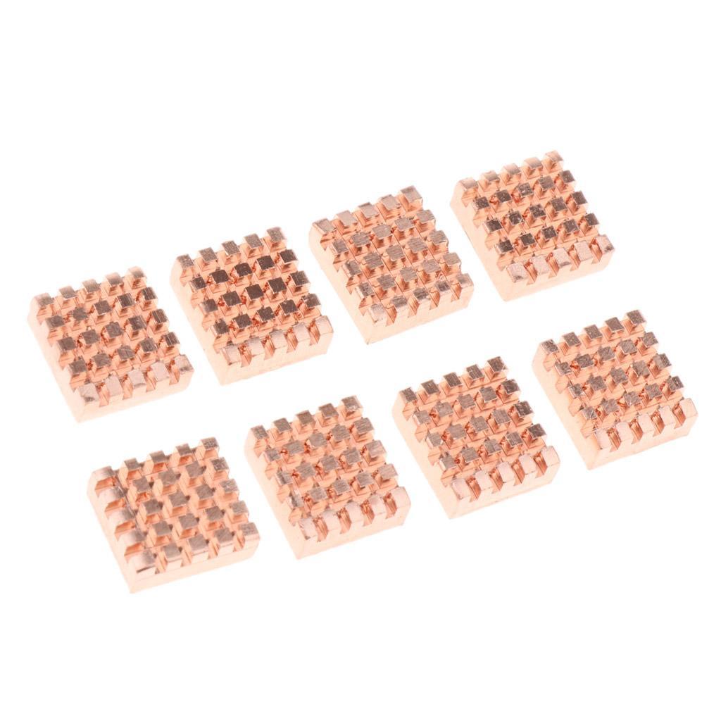 8 Pieces Cooling Copper Heatsinks for Motherboard VGA DDR RAM Heat Cooler