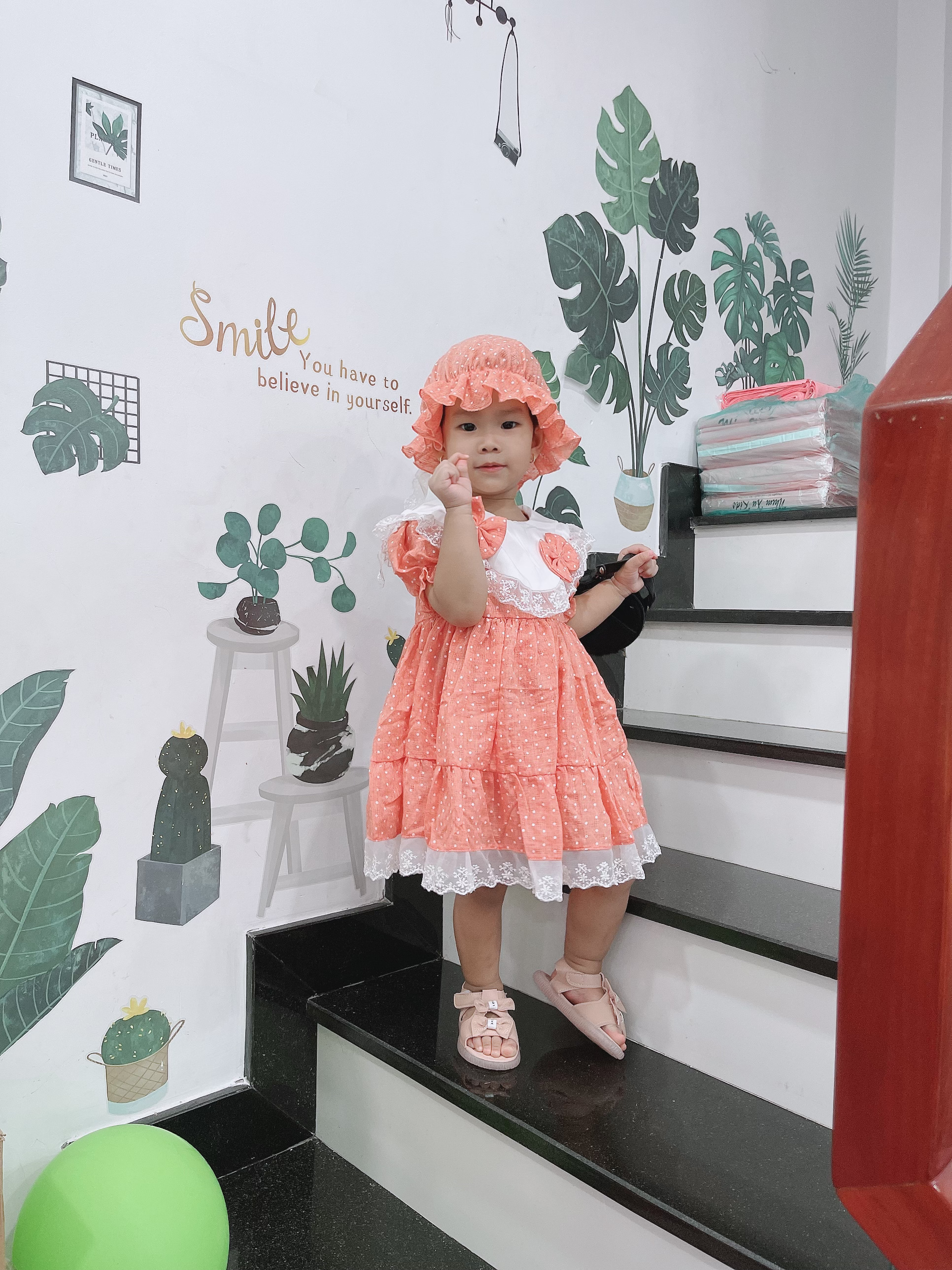 Váy Lolita Hồng Pastel Cho Bé Gái Sơ Sinh Đến 15kg Chất Đũi Xốp Mát Rượi