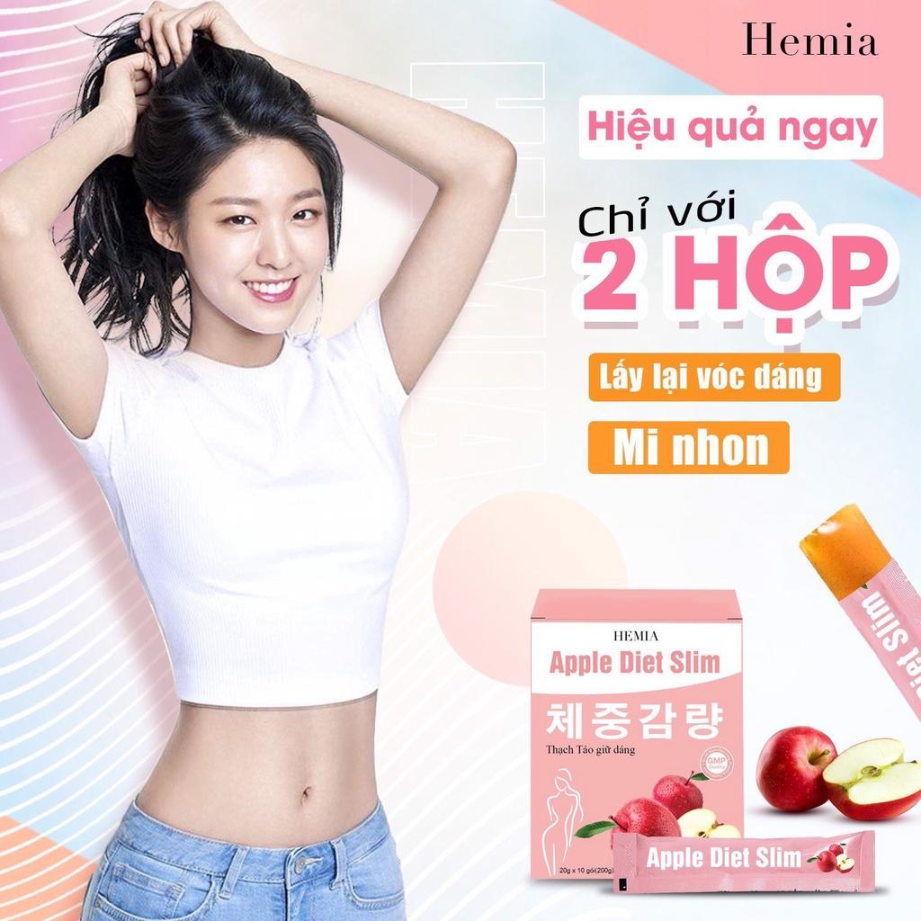 Thạch táo giảm cân Hemia an toàn tại nhà, 1 hộp 10 cái, công nghệ chính hãng Hàn Quốc