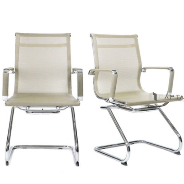 Ghế phòng họp chân quỳ full lưới nhập khẩu màu đen màu đồng chân thép cố định CV4227-M Nội thất Capta