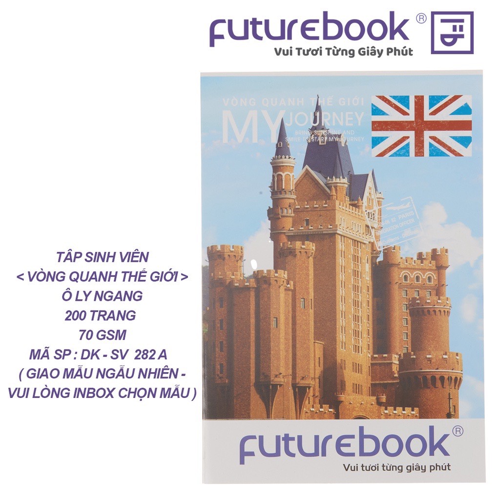 FUTUREBOOK – Tập Sinh Viên Vòng Quanh Thế Giới_Ô Ly Ngang-200 Trang–Định Lượng 70 GSM. Mã SP DK-SV282 (Giao Ngẫu Nhiên)