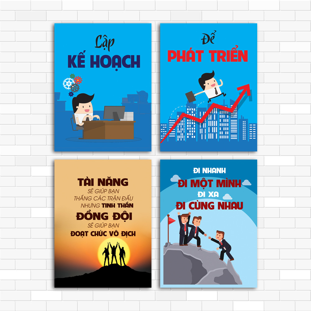 ComBO Tranh Cổ Động Văn Phòng, Vải Canvas Căng khung gỗ,  nhiều size , nhiều Mẫu lựa chọn