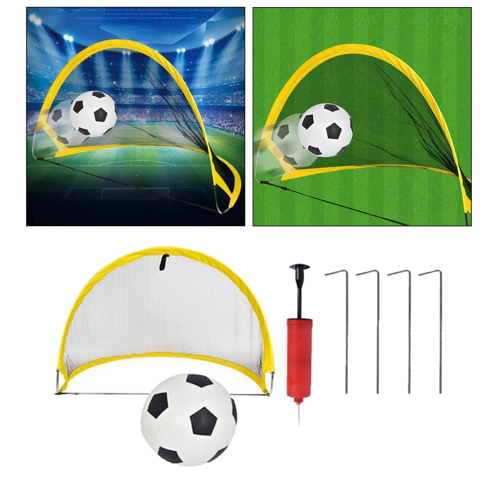 Soccer Goal - Folding Portable Net with Ball, Carry Case and Ground Stakes - Practice kids children play Adults
