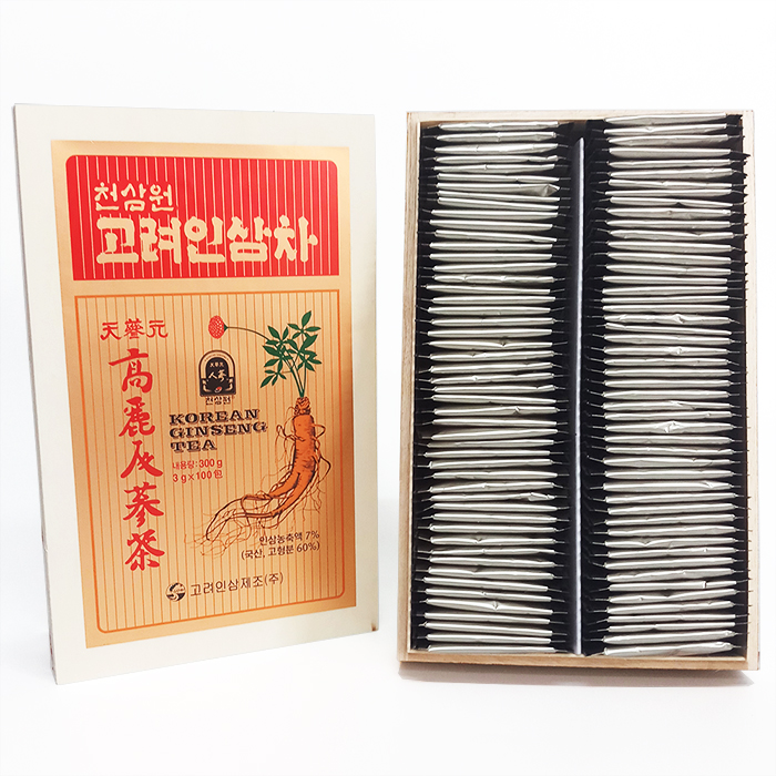 Trà Sâm Hàn Quốc – Korean Ginseng Tea Hộp Gỗ 300g (100 Gói x 3g)