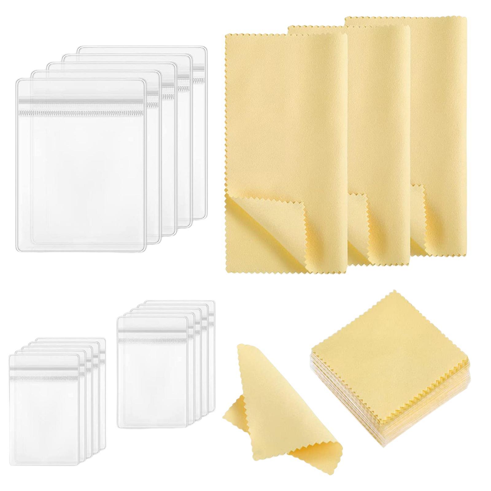 73x Storage Bags Cleaner Tarnish Remover Cleaning Cloth for Jewelry Glasses