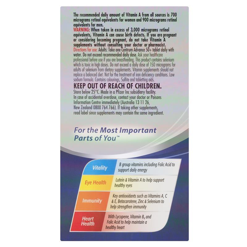 Viên Uống Vitamin Tổng Hợp Cho Người Lớn Centrum Advance 50+ 100 Tablets