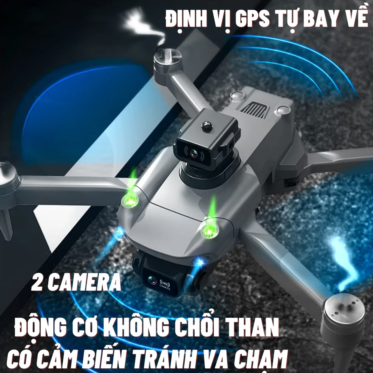 Flycam mini giá rẻ camera kép 4K K998 máy bay điều khiển từ xa drone S11 Pro có cảm biến tránh va chạm, bay 25 phút, truyền hình ảnh trực tiếp về điện thoại, G.P.S tự quay trở về, động cơ không chổi than - hàng chính hãng