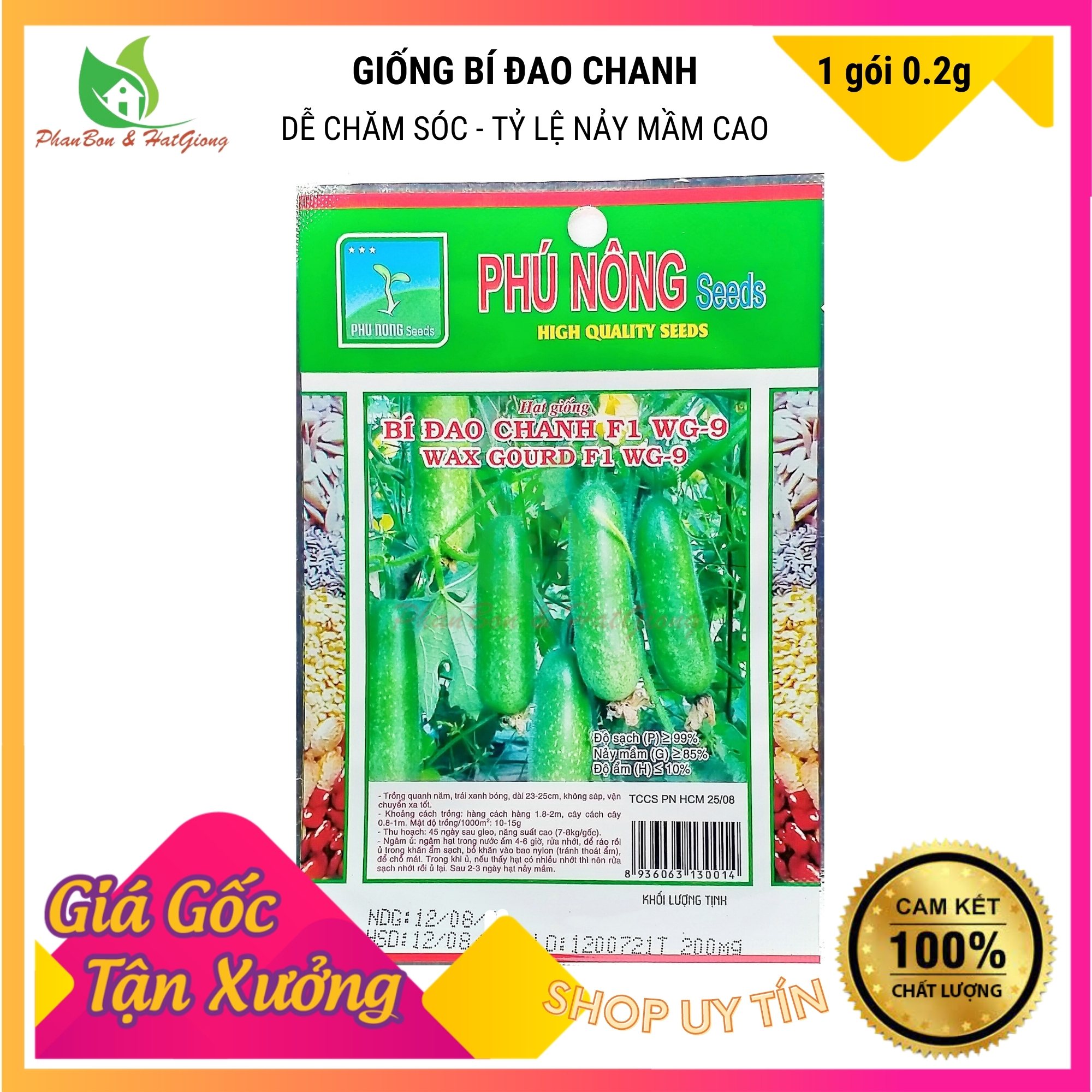 Hạt Giống Bí đao Chanh Dễ Trồng, Siêu Trái 0,2Gr - Phú Nông Seeds - Phú Nông Seeds