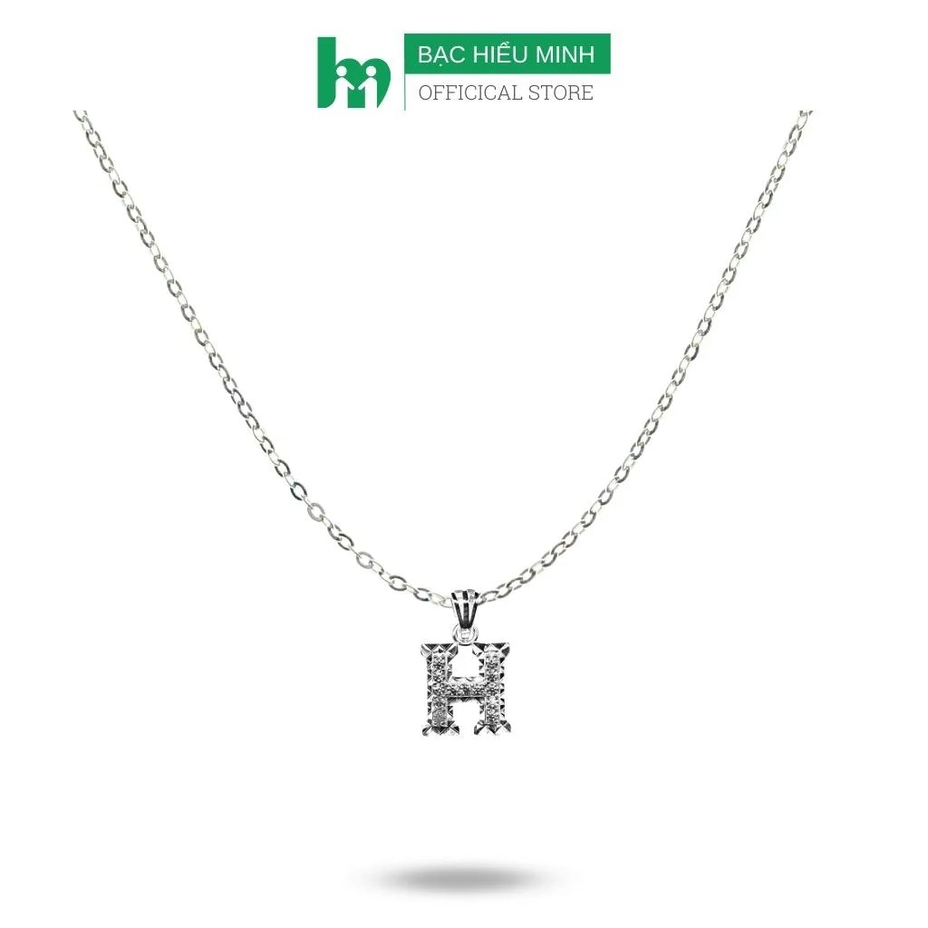 Dây Chuyền Vòng Cổ Nữ Chữ H Kiểu Phay Đính Đá Lấp Lánh BẠC HIỂU MINH DMD488H