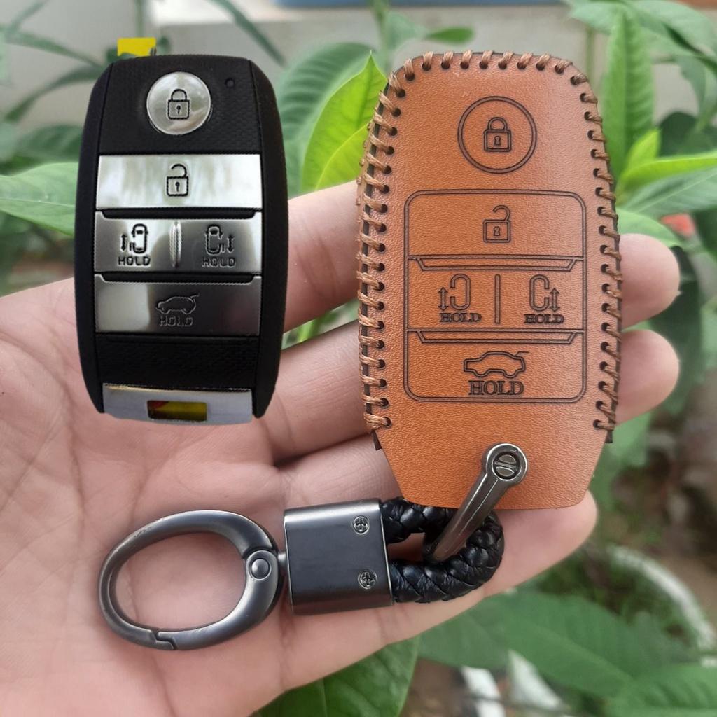 Bao da chìa khoá ô tô kia sedona chìa thông minh, Da thật bảo hành 2 năm