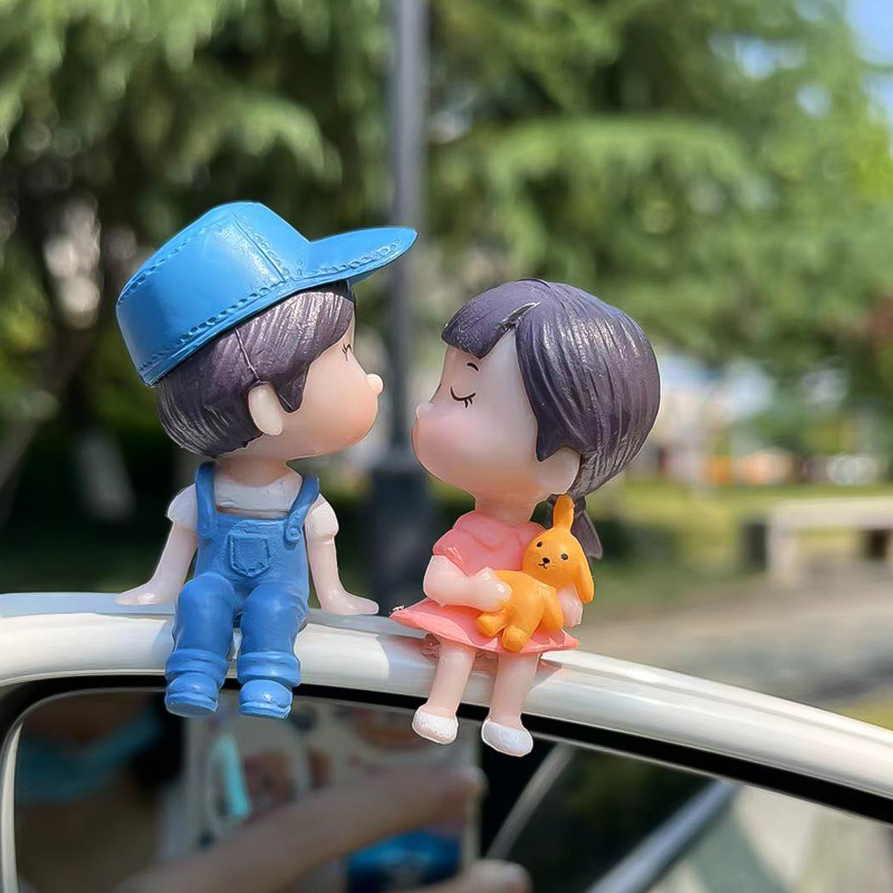 Đồ trang trí cửa gió điều hoà ô tô hoạ tiết cặp đôi hoạt hình dễ thương Vinetteam phụ kiện trang trí nội thất cho xe hơi - hàng chính hãng