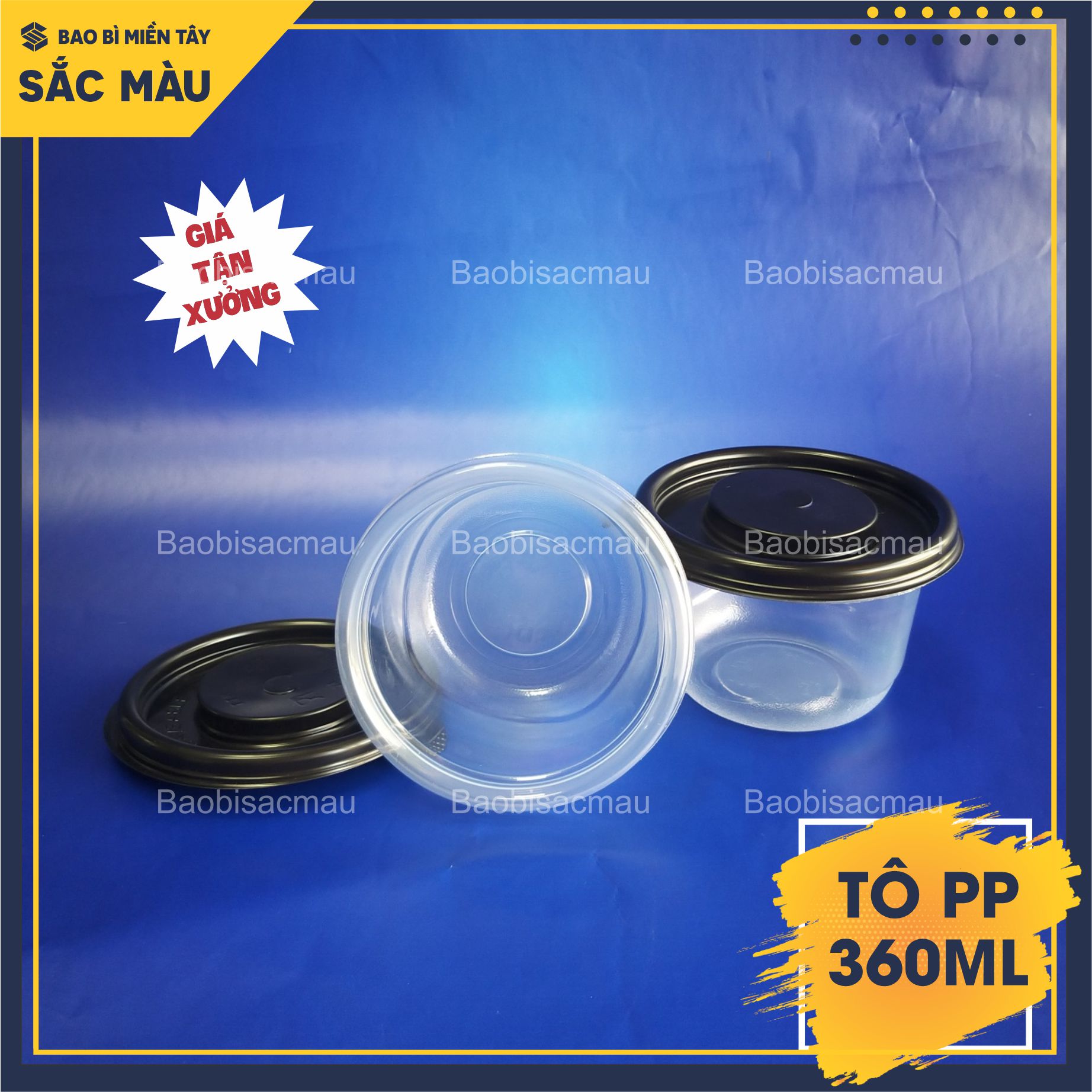 Set 50 Tô nhựa PP 360ml kèm nắp, tô nhựa đựng thực phẩm, chịu nhiệt tốt