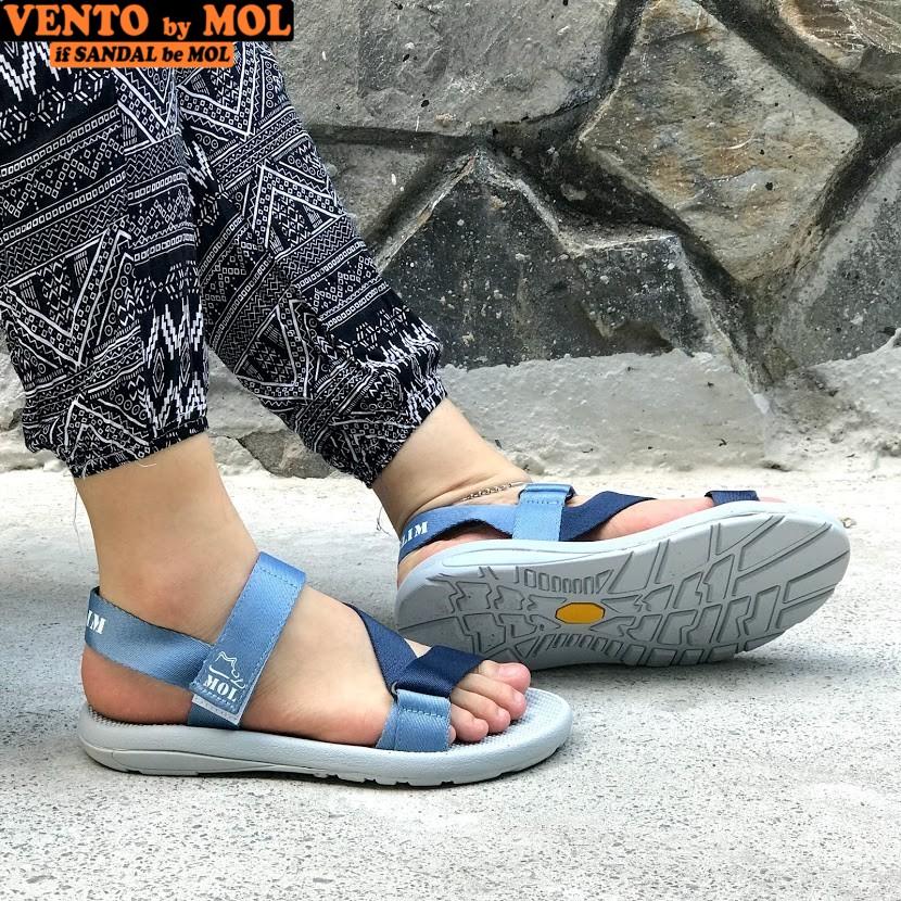 Giày sandal unisex nam nữ quai chéo vải dù đế mõng Slim có quai hậu cố định hiệu MOL mang đi học du lịch MS1166G