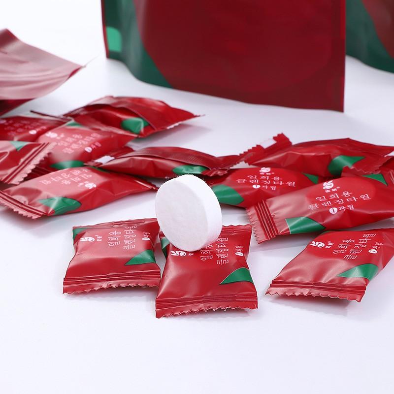 Túi 20 Khăn Giấy Nén Hàn Quốc Dạng Viên Kẹo Dùng 1 Lần - Có Khóa Zip Bỏ Túi Du Lịch Tiện Lợi