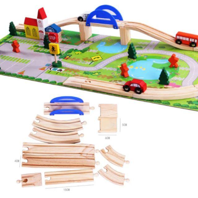 Bộ mô hình công trình giao thông thành phố bằng gỗ
