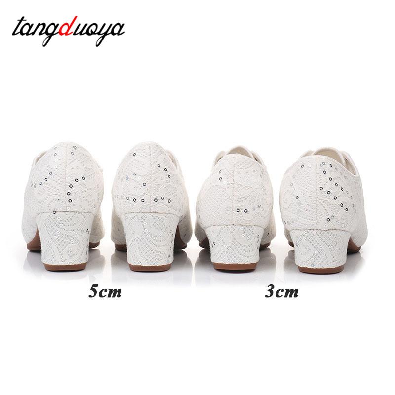 Giày thể thao khiêu vũ Phụ nữ Giày nhảy Latin Latin Modern Tango Dance Shoes dành cho phụ nữ Giày nhạc jazz màu đen trắng gót chân 3/5cm Color: 3cm outdoor white Shoe Size: 38