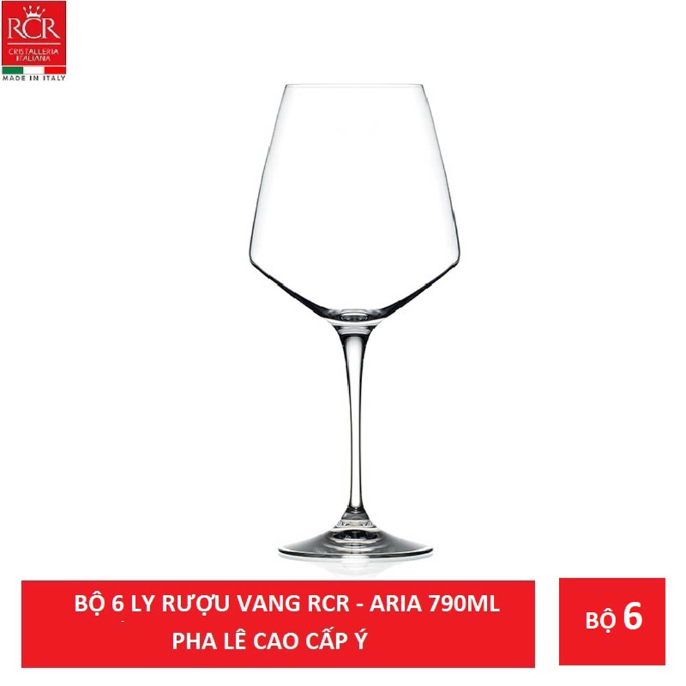 Bộ 6 ly rượu vang pha lê Ý RCR Aria 790ml