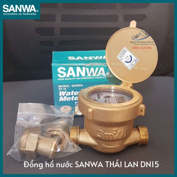 [SANWA THÁI LAN] Đồng hồ đo lưu lượng nước sạch Sanwa nhập khẩu, có kiểm định, Phi 21mm SV15