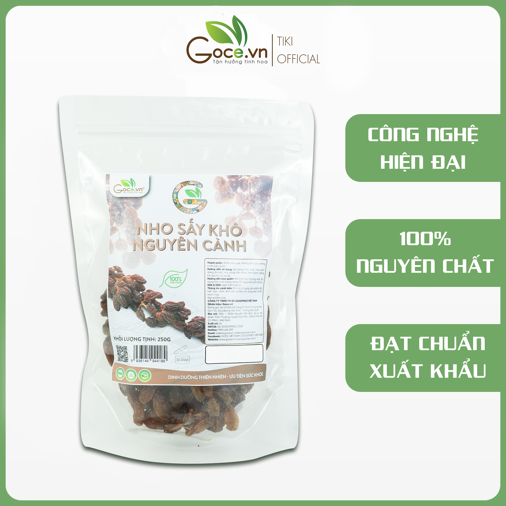 Nho sấy khô nguyên cành Goce - 250g