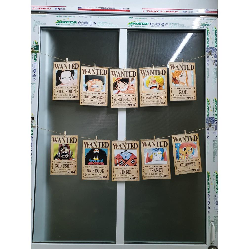 Combo 50 tấm truy nã hải tặc Onepiece wanted poster loại dày