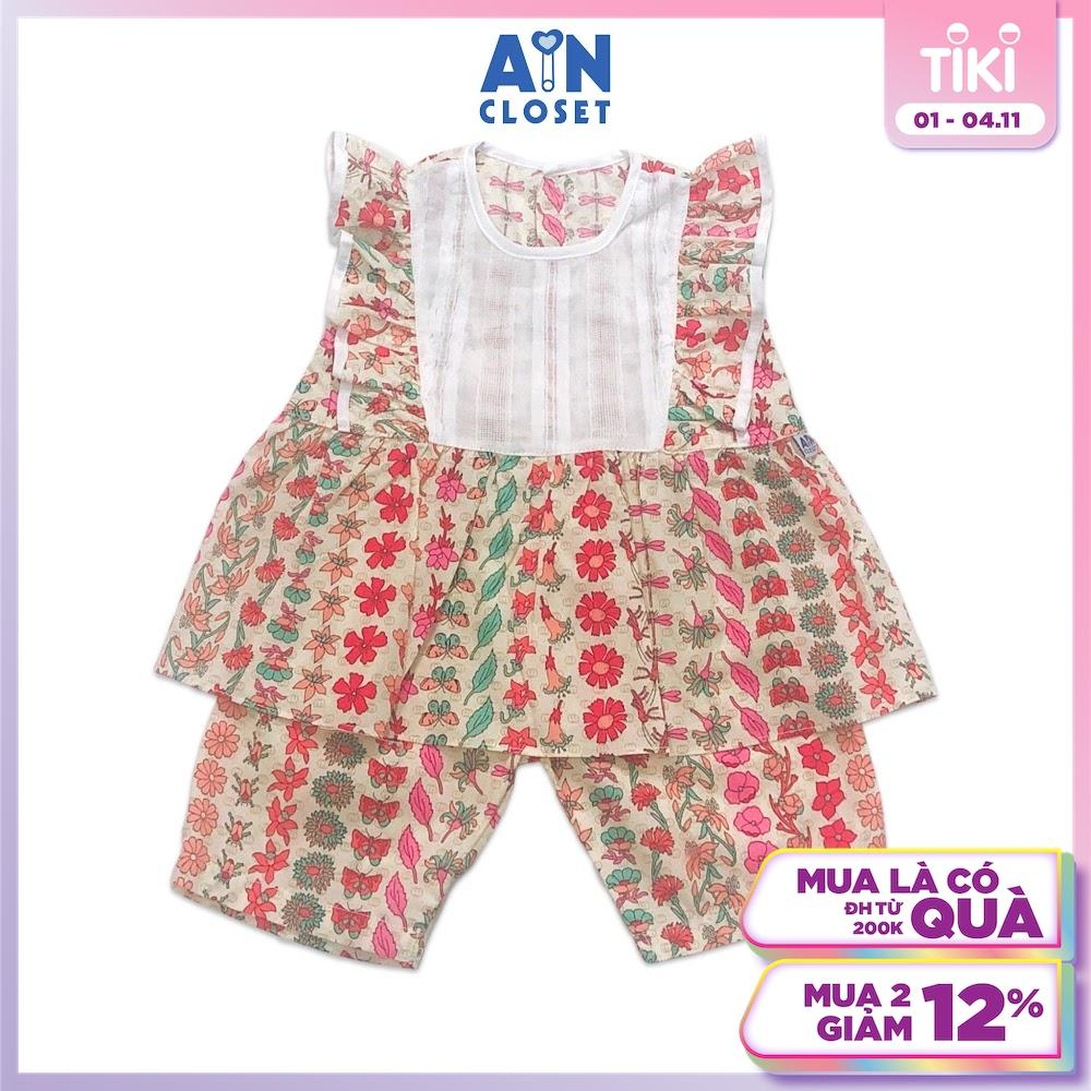 Bộ quần áo lửng bé gái họa tiết Hoa nhiều màu cotton - AICDBGM95EYP - AIN Closet