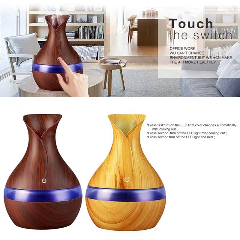 300Ml Vân Gỗ Máy Phun Sương Tạo Độ Ẩm Hương Thơm Khuếch Tán Tinh Dầu Lộc Không Khí Thơm Khuếch Tán Hộ Gia Đình Máy Phun Sương Tạo Độ Ẩm Siêu Âm Thanh Đèn Led 7 Màu Thay Thế