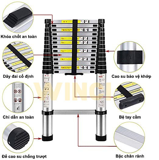 Thang rút đơn Inox 316 chính hãng Winci, WIN-TRX, tải trọng tối đa 500 kg, Hàng chính hãng