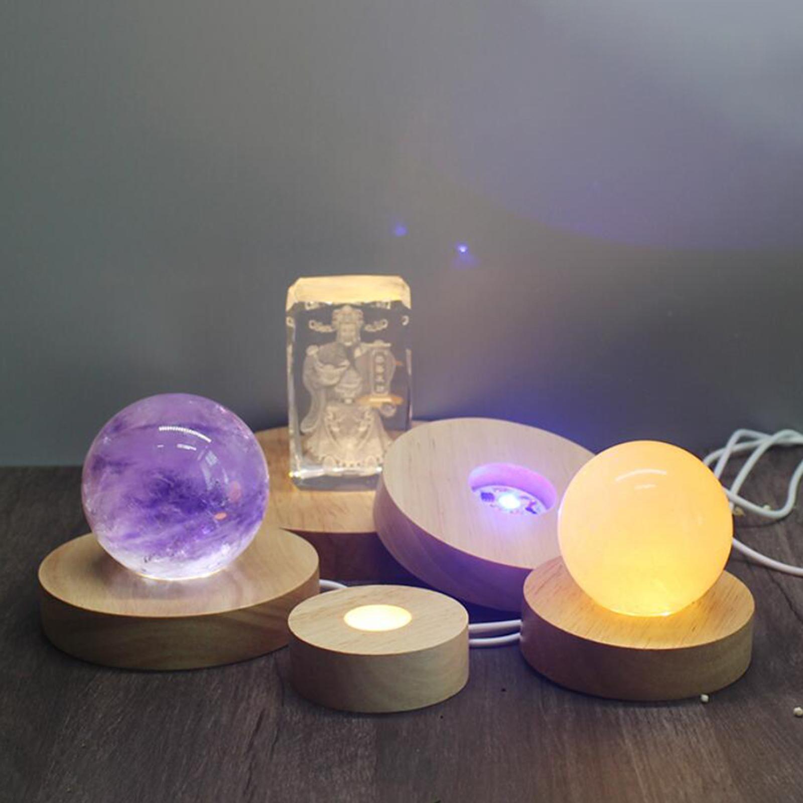 LED Night Light Base Acrylic Display Stand Lamp USB for Crystals Jewelry