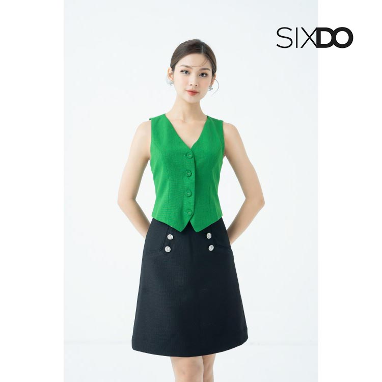 Áo gile woven xanh lá thanh lịch thời trang SIXDO