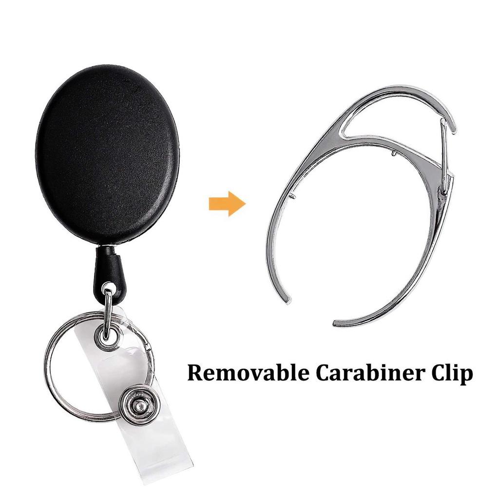 10 PCs Easy Pull Button Metal Retractable Keychain Egg-shaped Easy Pull Button Oval Document Buckle for Students ELEN