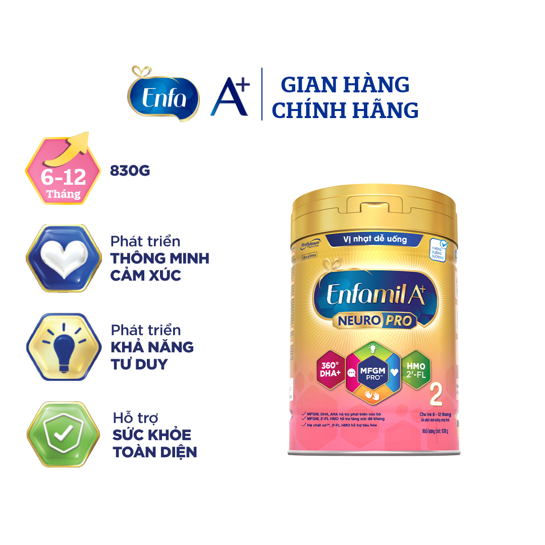 Sữa bột Enfamil A+ NeuroPro 2 với 2’-FL HMO cho trẻ từ 6 –12  tháng tuổi– 830g